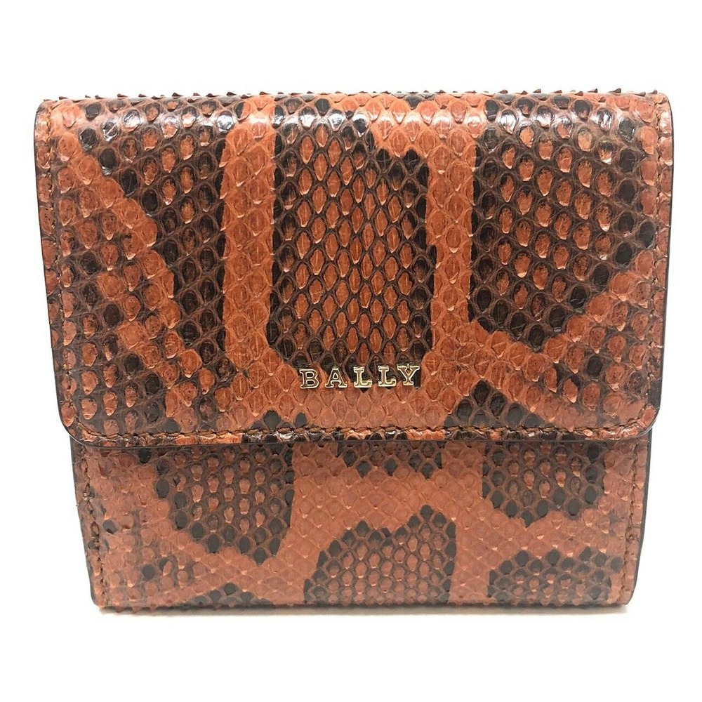 Bally Women's Orange Blush Python Snake Skin Bifold Wallet